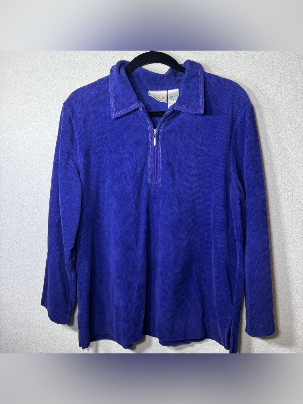 Vintage Napa Valley L Purple Corduroy 1/4 Zip Pullover 90s